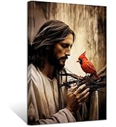 ZXHYWYM Jesus Canvas Wall Art God and Cardinal Pictures Prints Christian Spiritual Poster Artwork...