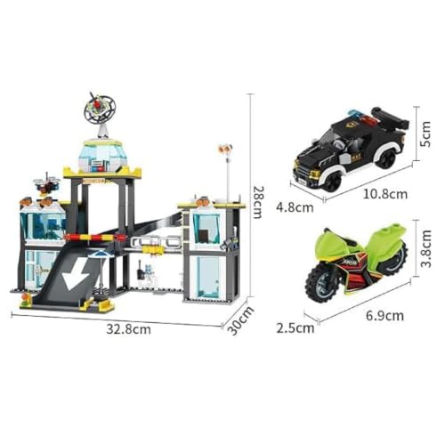 Image of SKY LINE OCEAN SWAT Station Slider Building Block Set, 627+ PCS City Tactical Police Playset with Action Slider Feature, SWAT Vehicles & Accessories, STEM Construction | 5 Year Structural Warranty