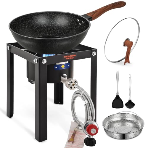 Image of ARC Outdoor Propane Stove, 55,000 BTU Single Burner and Nonstick Wok