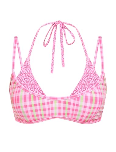 Image of ZAFUL Women's Polka Dot Bikini Tops Double Layer Halter Swimsuit Top Color Block Bathing Suit Top Only