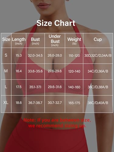 Image of YEOREO Women Halter Sports Bra Light Support V Neck Padded Strappy Open Back Workout Gym Tops