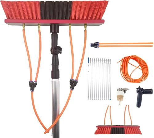 Teles - Kit de cepillo de limpieza para poste de agua ajustable para limpieza de paneles solares, eficiente limpiador de ventanas con varilla extensible