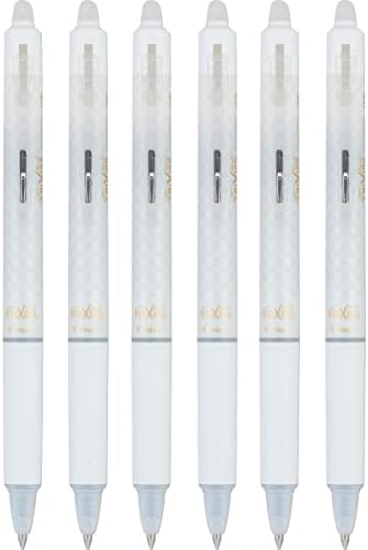 Pilot FriXion Ball Clicker Erasable Gel Ink Retractable Pen, Extra Fine Point, 0.5mm, White Barrel, Black Ink, 6 Count