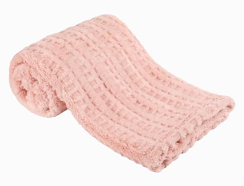 Image of Kleitung Sherpa Baby Blanket for Girls Toddlers Fleece Fluffy Fuzzy Blanket for Baby,Soft Warm Cozy Fleece Blanket,Receiving Blanket for Infant Newborn 30x40inch (Waffle-Pink, 30 * 40)