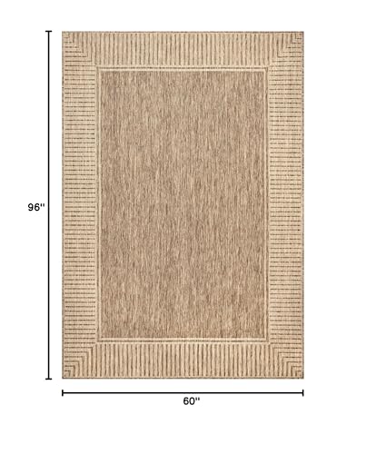 Image of nuLOOM Asha Light Brown Bordered Indoor /Outdoor Area Rug, 5' x 8'