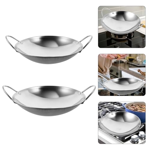 Juego de 2 woks de acero inoxidable de 8 y 9 pulgadas miniatura 7