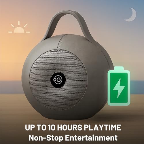 Image of OOGE Vibebox 6000 Bluetooth Speaker, 12W Portable Wireless Speaker with RGB Lights, 10H Playtime, Hi-Fi Sound, Type-C Charging, FM Radio, Pendrive & TF Card Support, Bluetooth 5.3 (Grey)