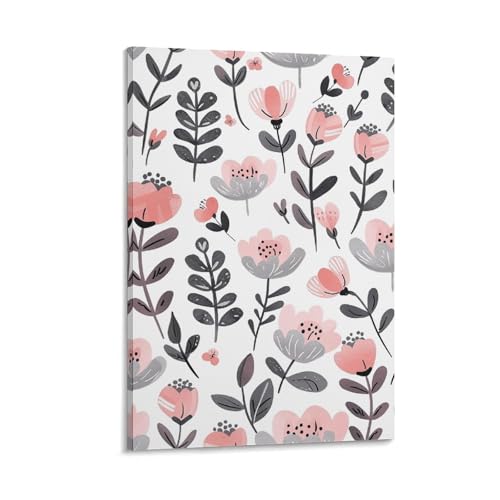 Toile murale avec cadre fleurs de pêcher pour salle de bain
