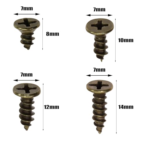 Mini Skater Kit surtido de tornillos para madera de acero al carbono cabeza plana autorroscantes, pack de 200 (Bronce) miniatura 2
