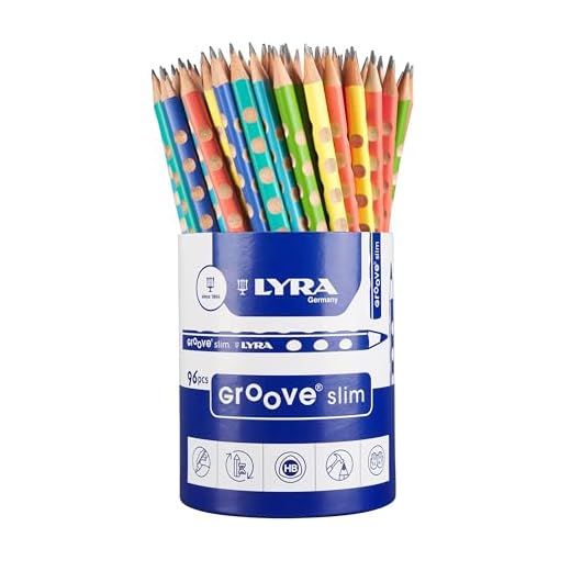 LYRA Groove Slim Graphite, Kartonrunddose mit 96 Bleistiften HB, Pastellfarben lackiert, dreiflächig mit Griffmulden