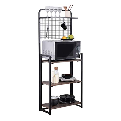 GreenForest Folding Storage Rack 4 Tier Kitchen Baker Rack with Microwave Organizer, Easy