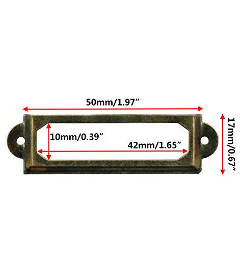 Kyuionty 50Pcs Antique Label Holder 2" X 0.67" Metal Name Card Frame For Office Library File Drawer Tag Cabinet Shelves Drawer (Bronze) #TOP2