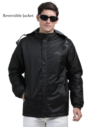 Image of Men's Waterproof Winter Jacket | Reversible & Removable Hood | 99% Water-Resistant | Heavy-Duty Warm Jacket with 4 Pockets