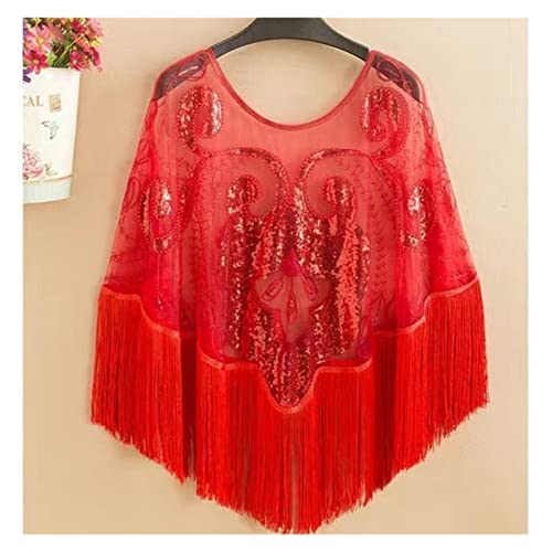 Châle frangée vintage anti-glissement cape de soirée flapper avec sequins brodés