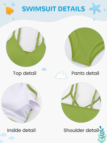 Image of Girl's 2 Piece Swimsuit Solid Spaghetti Strap Bikini Sets Beach Bathing Suit Swimwear for Teen Girls