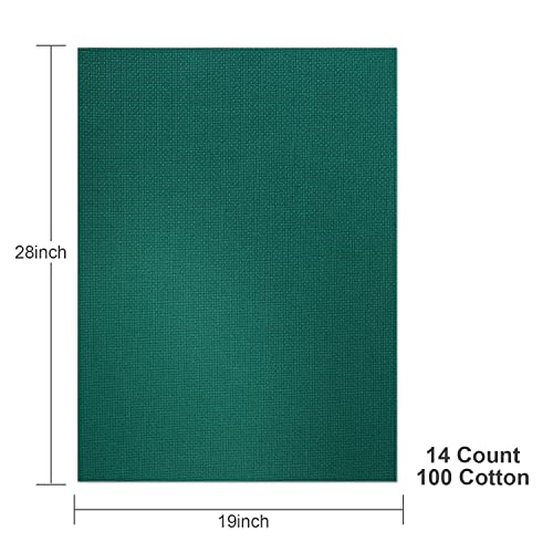 Image of Aida Cloth 14 Count Cross Stitch Fabric,19x28inch (14CT, Green)