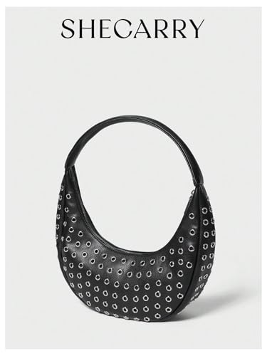 Image of Floerns Women's Leather Boho Handbag Y2k Studded Shoulder Bag Underarm Bag