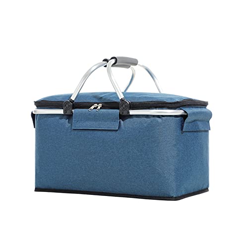 MoYouno Insulated Cooler Bag-Folding Picnic Basket with Handle，Waterproof Lining - Collapsible Designfor Camping, Trips, Shopping, Outdoor Activities
