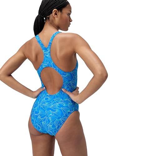 Speedo Damen Hyperboom Allover Medalist Badeanzug | Schnell trocknend | Fitness | Chlorbeständig Badeanzug, Lagoon Blue/Celeste, 40
