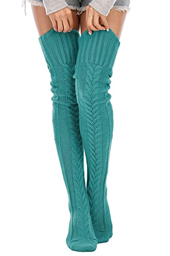 Image of Leoparts Women's Cable Knitted Thigh High Boot Socks Extra Long Winter Stockings Over Knee Leg Warmers