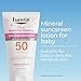 Eucerin Sun Sensitive Mineral Baby Sunscreen Lotion SPF 50 with Zinc Oxide Protection, Hypoallergenic Mineral Sunscreen for Babies, Tear Free and Fragrance Free, 4 Fl Oz Tube