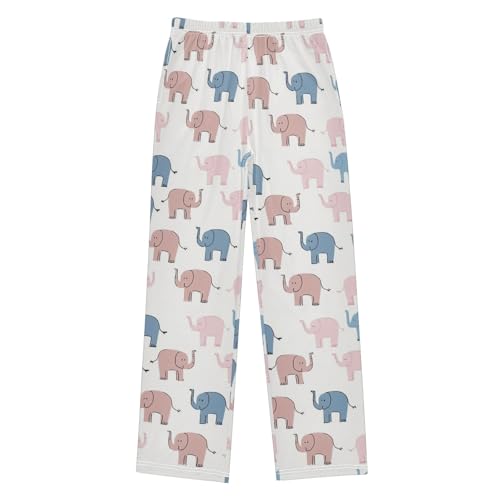Colorful Cute Elephant Pajama Pants Lounge Sleep Pants Elastic Waist Long Pajama Bottoms with Pockets for 6-14 Years