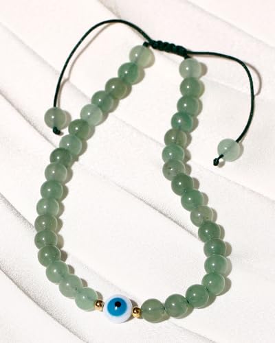 Joyería contra el mal de ojo en tobillera de aventurina verde 7