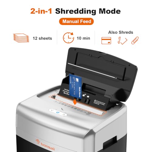 Image of Bonsaii 120-Sheet Autofeed Micro-Cut 30-Min Run Heavy Duty Paper Shredder