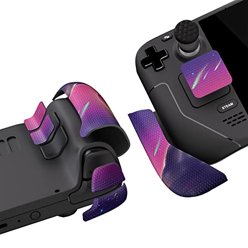 Image of PlayVital Professional Textured Soft Rubber Pads Handle Grips for Steam Deck LCD & OLED, Trackpads Skin Grip Enhancement Back Button Protective Stickers Set with Thumb Grip Caps - The Cyber Moon