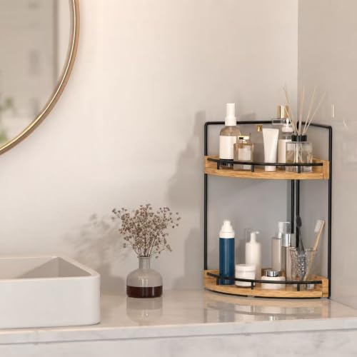 Image of Dorhors Corner Bathroom Counter Organizer,Vanity Countertop Storage Shelf