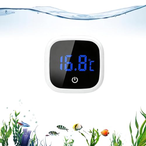 Thermomètre Numérique Sans Fil pour Aquarium, Écran LED Tactile - Précision ± 1°C, Blanc, Idéal pour Aquariophilie, Poissons Combattants et Tous...