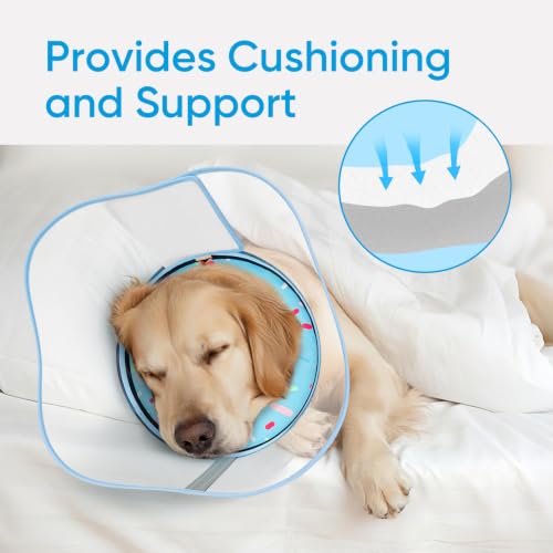 Image of Supet Sponge Dog Cone Collar Stop Licking After Surgery, Dog Donut Collar | Adjustable Dog Recovery Collar Alternative, Detachable Shield, Soft, Comfy Cone, Neck Pillow for Large Dogs