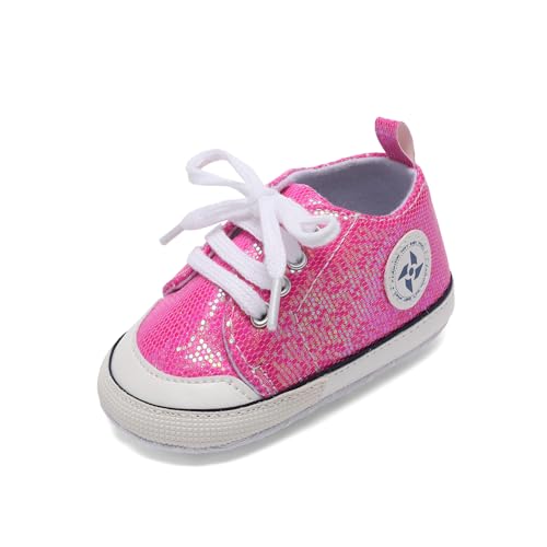 Image of Newborn Baby Girls Boys Canvas Shoes Infant Soft Sole Slip On First Walkers Sneaker Toddler Flat Loafers High Top Crib Denim Unisex Moccasins Shoe