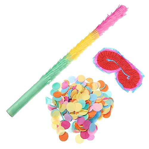 SUPVOX 1 Juego accesorios piñata Decoraciones de cumpleaños palos suministros para la fiesta Papel picado favores de fiesta para palo de piñata de papel gafas de fiesta Vistoso