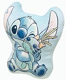 MORIPiLO 抱き枕 ディズニー スティッチ (もちもちダイカットクッション) 肌にやさしいふわモチ触感 グッズ ぬいぐるみ 昼寝枕 ブルー 40x30x10cm キャラクター まくらのモリシタ