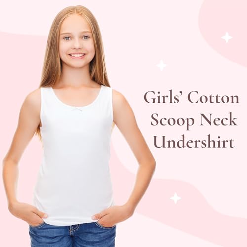 Valair Girls Comfy Undershirt 100% Cotton Sleeveless Camisole White Tank Top Comfortable2