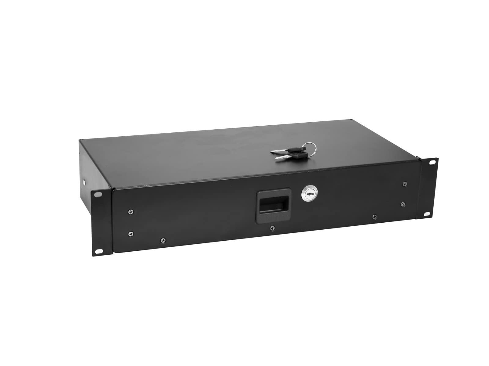 OMNITRONIC Rackschublade SN-2 Rackschublade mit Schloss 2HE | Abschließbare Schublade für 19" Racks