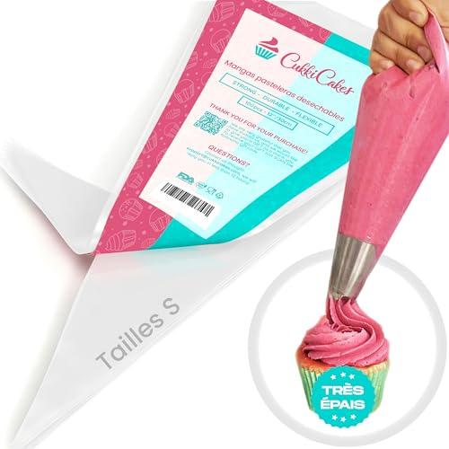 CukkiCakes 100 Poches à Douilles Jetables Professionnels (Tailles : 30, 47 Our 53cm) - 100% Recyclables - Très Épais (0.08mm), Multicolore