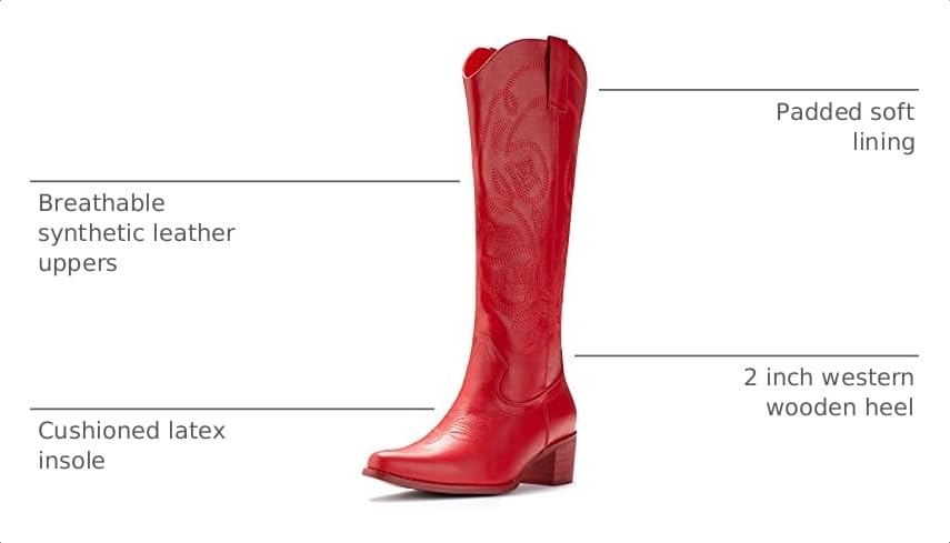 Image of IUV Cowboy Boots For Women Pointy Toe Women's Western Boots Cowgirl Boots Mid Calf Boots