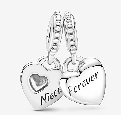 Ibagke Bracelet Heart Family Charms Bangle Dangles Wristband Beads Pendants Fit For Original European Bracelets Charms Diy Jewelry Birthday Mothers Day Gifts For Women Girls Charms (Aunt & Niece Split Heart Dangle Charm) #TOP1