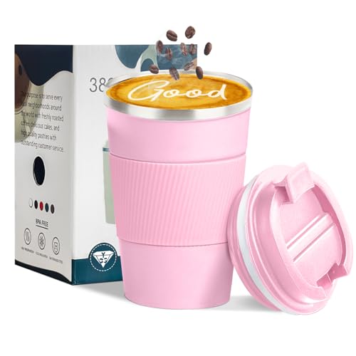 Image of Insulated Travel Coffee Mug, Stainless Steel Coffee Cup with Leakproof Lid