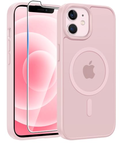 Image of FNTCASE for iPhone 12 Phone Case: Magnetic Matte Textured Military Grade Drop Protection Translucent Cell Phone Cover - Slim Rugged Durable Shockproof Protective Bumper Cases- 6.1 inches