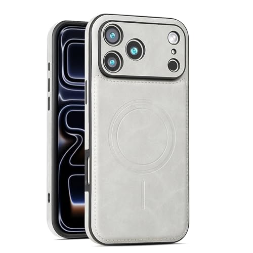 Étui fin iPhone 17 Pro Max coque de protection cuir blanc