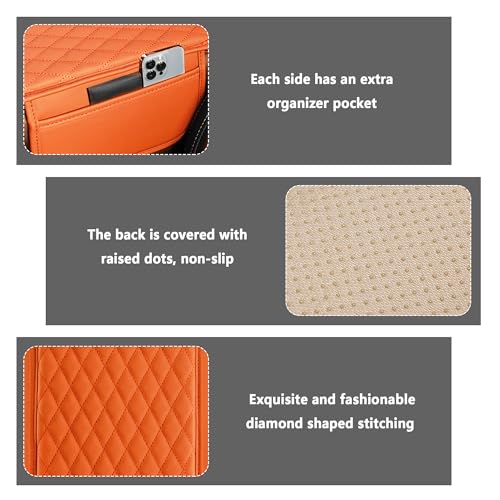 Image of Stacool Upgraded Car Center Console Cover,Microfiber Leather Car Armrest Cover Cushion with 2 Storage Bags,Universal Car Armrest Storage Box (Orange)