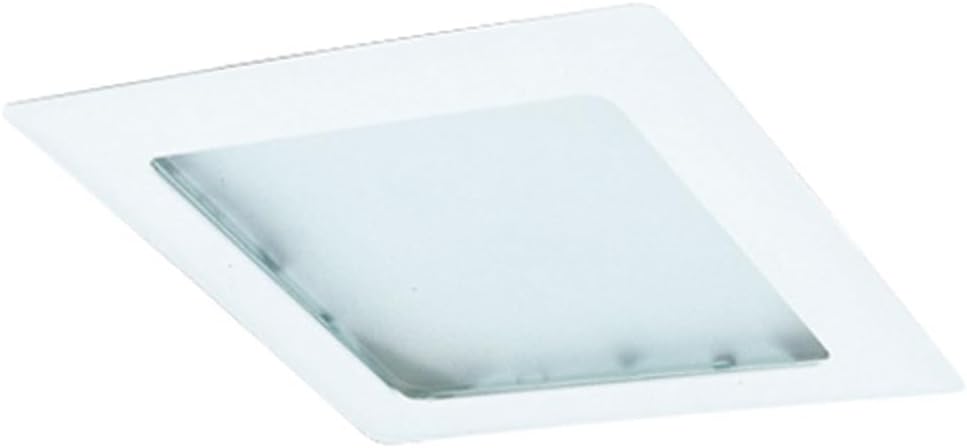 ELCO Lighting 8" Square Trim with Prismatic Glass Lens, Recessed Ceiling Light Cover, 42W, E26 Base, White Finish