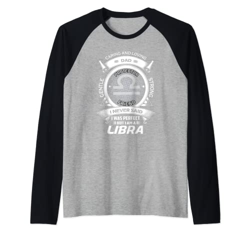 Divertido Libra Zodiac Dad Camiseta Manga Raglan