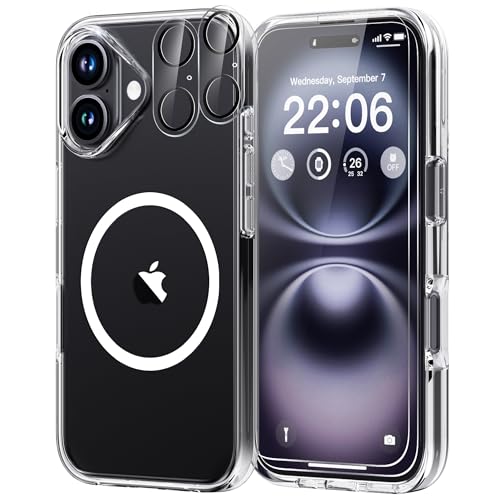 Image of Diverbox for iPhone 16 Case Clear [Compatible with MagSafe] [with Screen Protector + Camera Lens Protection ] Shockproof Phone case for iPhone 16 (Clear Magnetic)