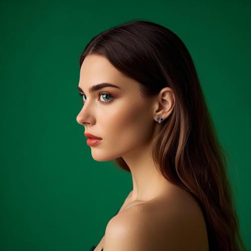 Reffeer Solid 925 Sterling Silver CZ Clover Flower Hoop Earrings Huggie for Women Teen Girls Black Clover Hoop Earrings Shamrock3