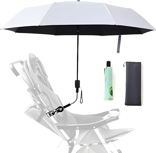 Nakazawa Universal Baby Stroller Sun Protection Parasol, with Umbrella Clip Fixing Device, UPF 90+ UV Protect Pushchair Sun Parasol (Silver)