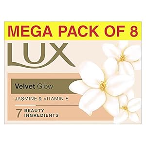 LUX Velvet Glow Jasmine & Vitamin E for Glowing Skin Beauty Soap Offer Pack 8×150 g